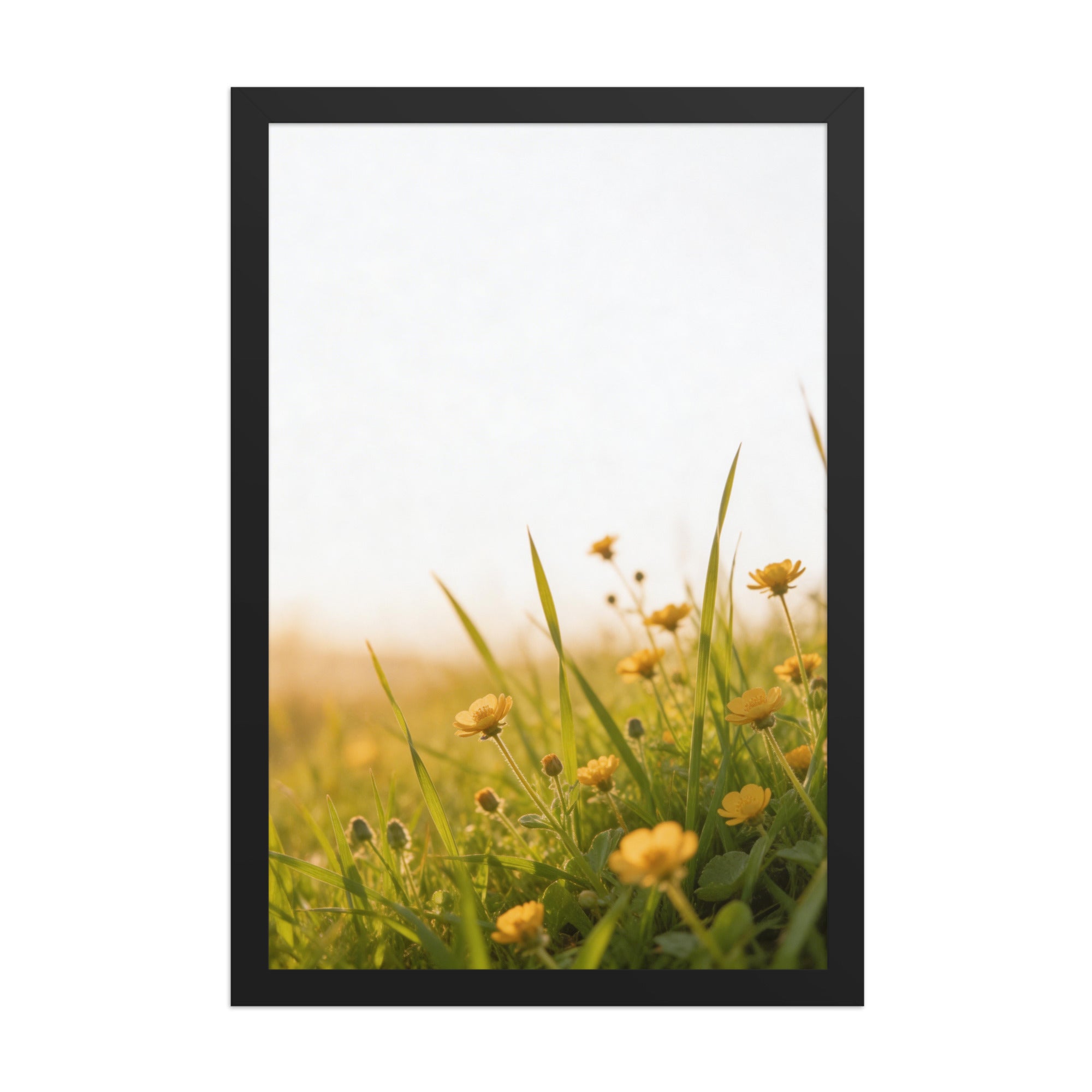 Wildflower Spring framed wall print on matte paper in black wood frame