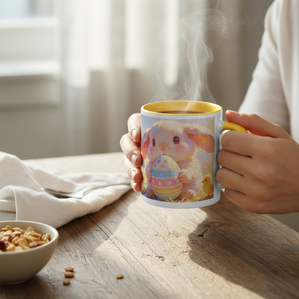 Wildflower Easter color-inside mug, ceramic with matching colored interior