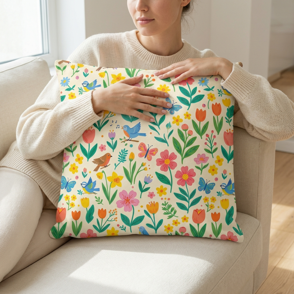 In Full Bloom Easter Spring premium pillow with shape-retaining insert