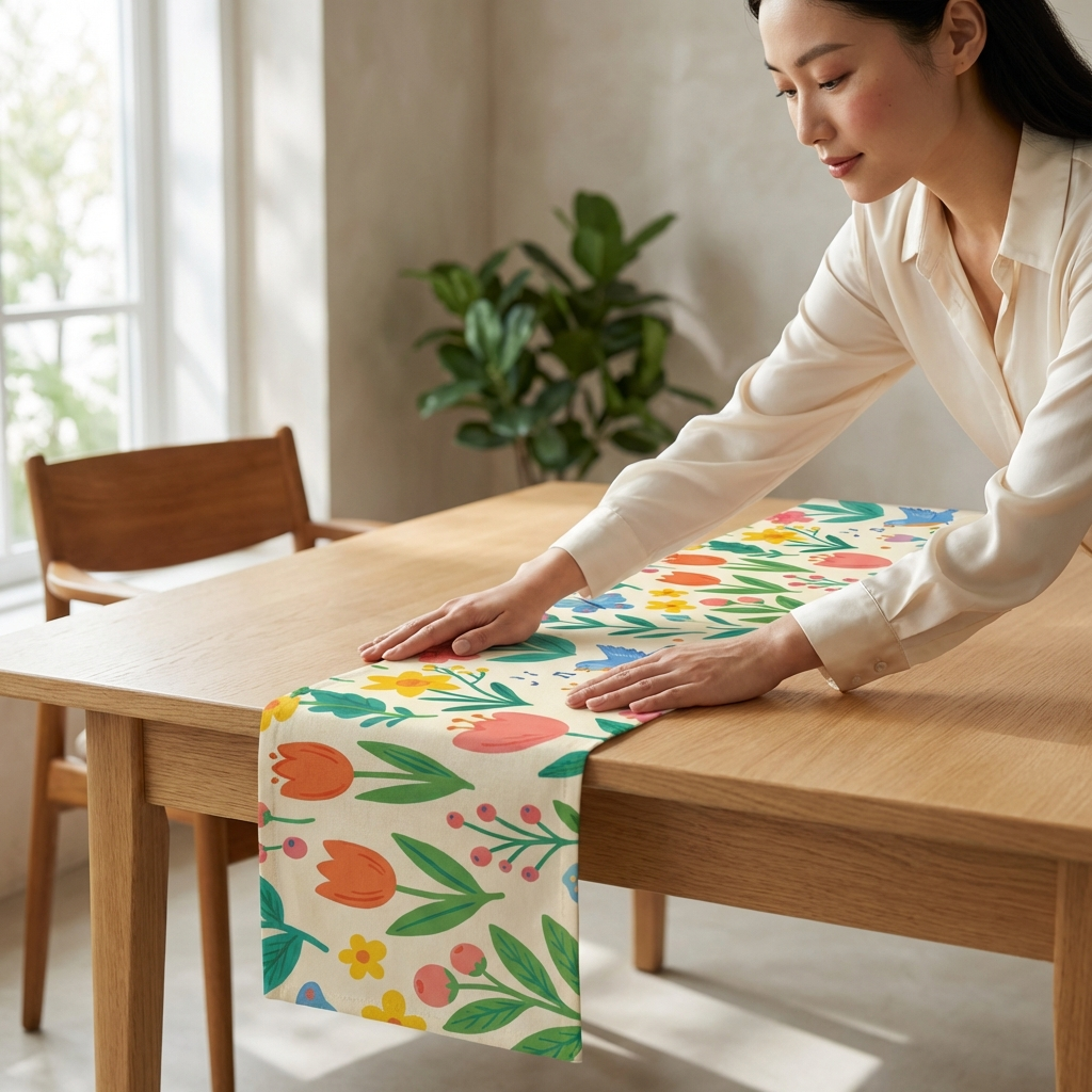 Easter Gathering personalised table runner, polyester custom printed