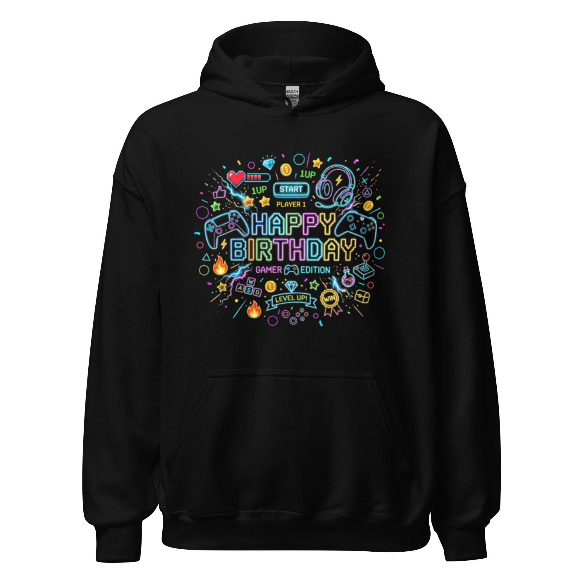 Many Happy Returns birthday hoodie, personalised unisex pullover sweatshirt
